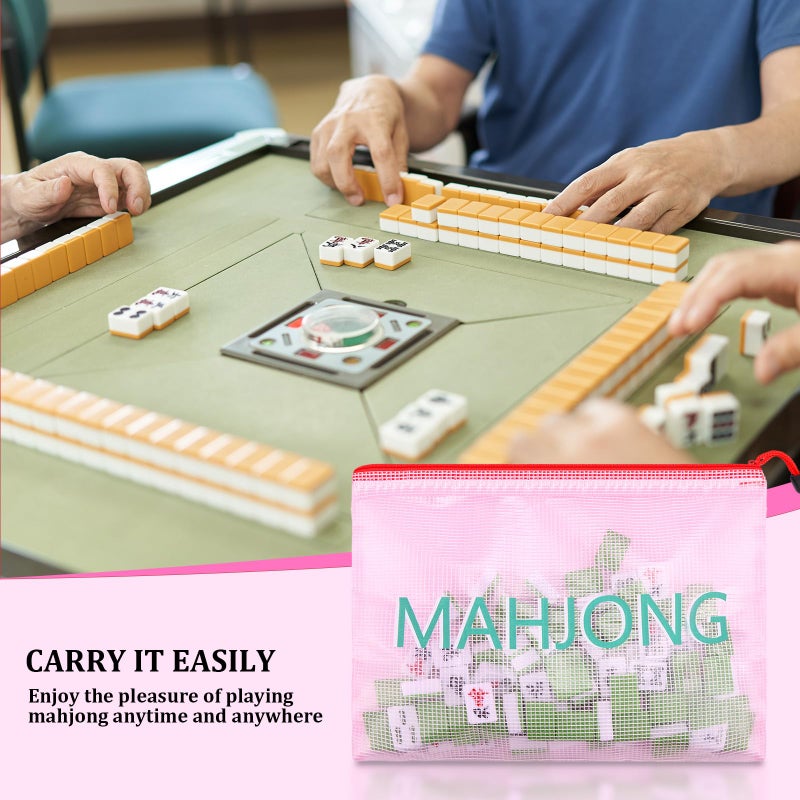 SilTriangle 2 Pack 13.6 x 9.7 Inch Empty Mahjong Tile Bag American PVC Clear Mahjong Case Size 166 Waterproof Zippered Storage Tile Holder Rack Bag for Game Lover Gift Travel, Case Only - Image 5