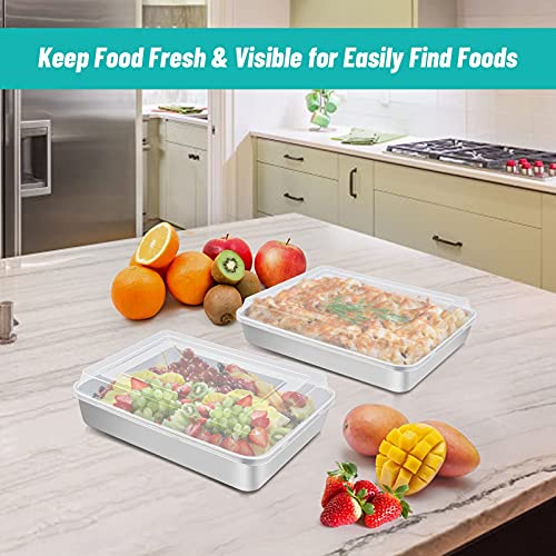 TeamFar Rectangular Cake Pans with Lids, 10.5’’ x 8’’ x 2’’ Stainless Steel Lasagna Brownie Pan For Baking Roasting, Healthy & Solid, Brushed Surface & Dishwasher Safe, (2 Pans+2 Lids) - Image 4