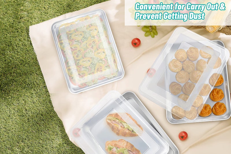 TeamFar Rectangular Cake Pans with Lids, 10.5’’ x 8’’ x 2’’ Stainless Steel Lasagna Brownie Pan For Baking Roasting, Healthy & Solid, Brushed Surface & Dishwasher Safe, (2 Pans+2 Lids) - Image 3