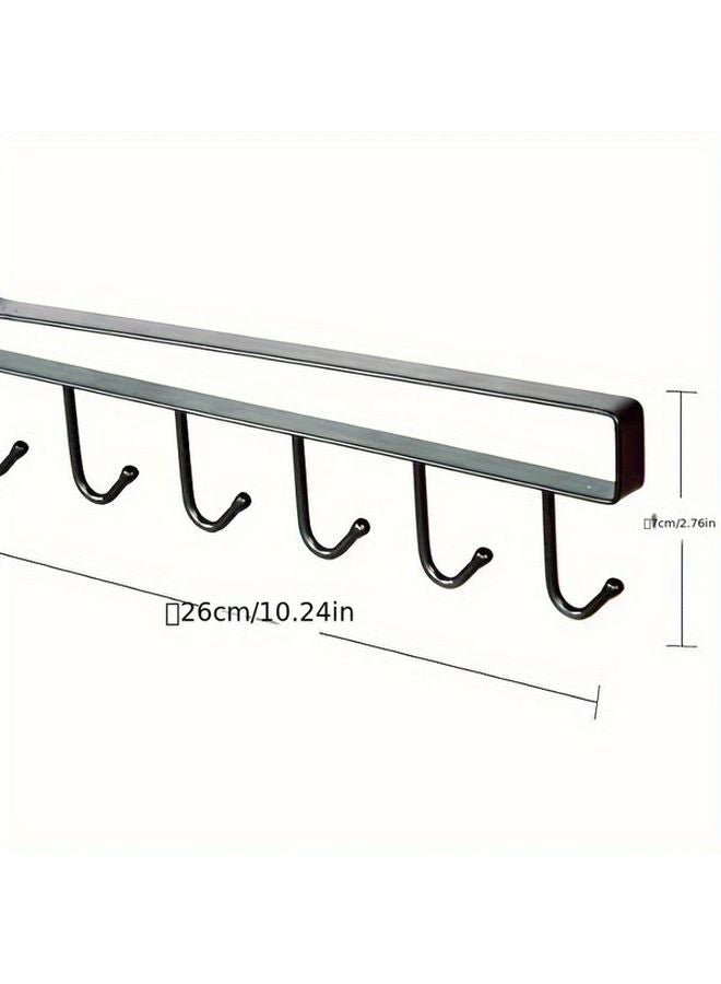 White Under Cabinet Hanging Organizer With 6 Detachable Hooks For Kitchen Cups Mugs Utensils - Image 3