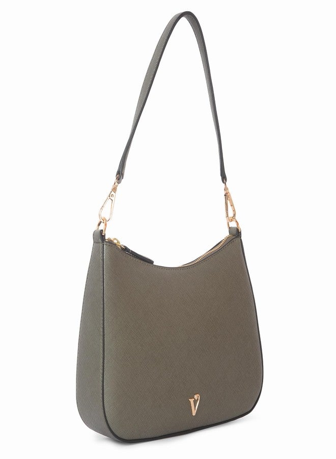 VARA™ Ladies Shoulder Handbag, Saffiano Leather, Grey, Gold-tone Hardware - Image 2