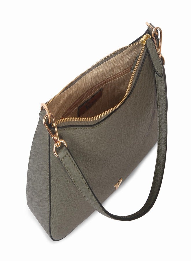 VARA™ Ladies Shoulder Handbag, Saffiano Leather, Grey, Gold-tone Hardware - Image 5