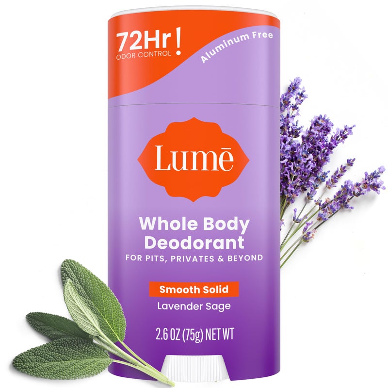 Lume Whole Body Deodorant - Smooth Solid Stick - 72 Hour Odor Control - Aluminum Free, Baking Soda Free and Skin Safe - 2.6 Ounce (Lavender Sage) - Image 1