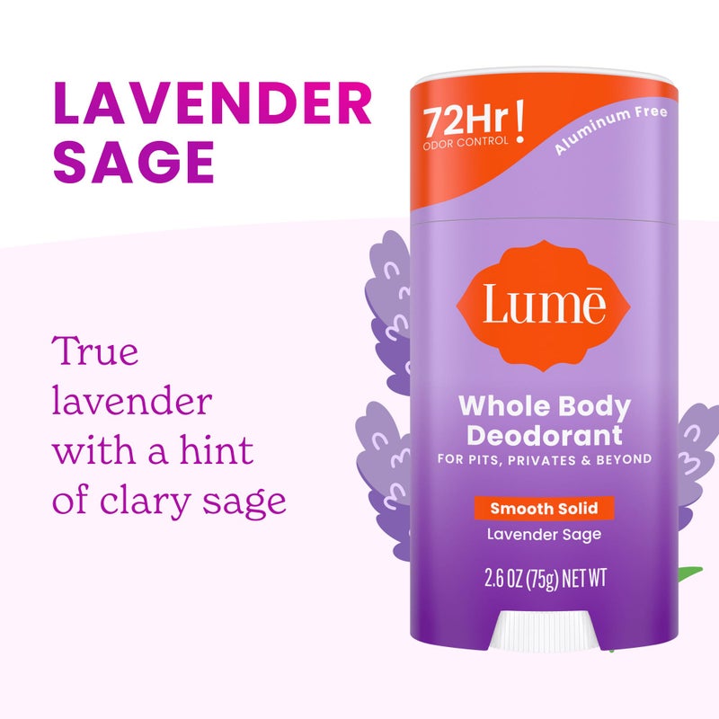 Lume Whole Body Deodorant - Smooth Solid Stick - 72 Hour Odor Control - Aluminum Free, Baking Soda Free and Skin Safe - 2.6 Ounce (Lavender Sage) - Image 4