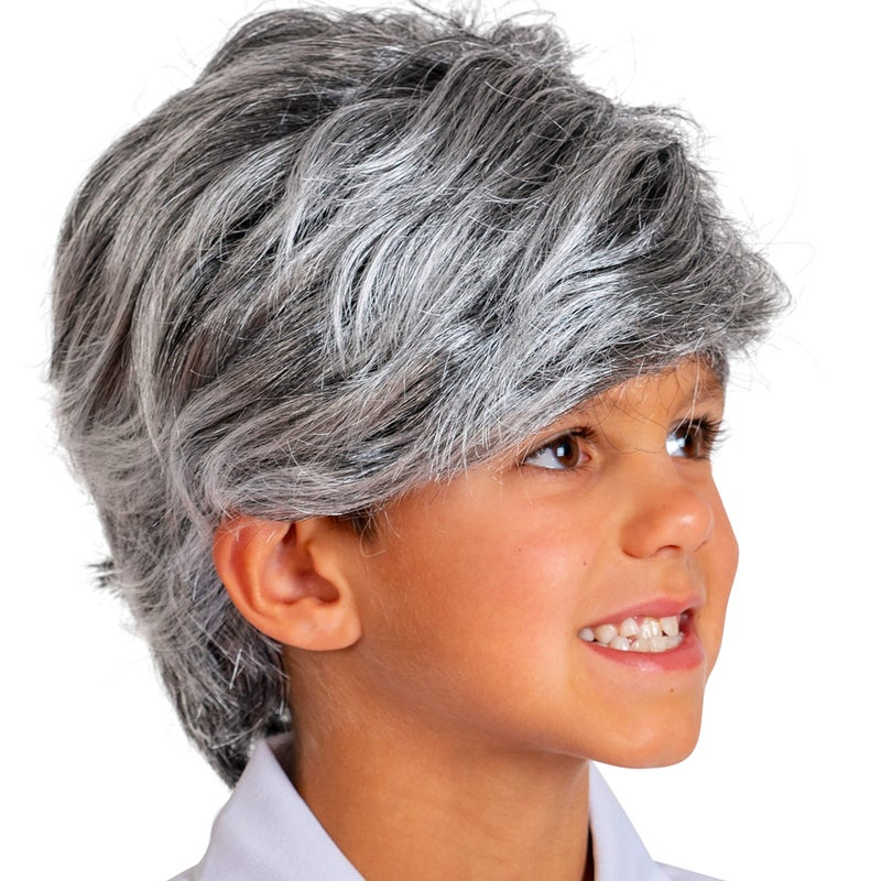 Skeleteen Grey Old Man Wig - Salt and Pepper Hair Old Person Grandpa Wigs Costume Accessories for Boys and Girls - Image 1