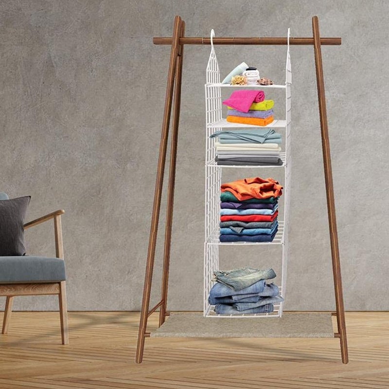 RABADIYA CREATION Multipurpose 5Layer Folding Clothes Storage Racks SpaceSaving Closet Organizer Shelves for Students Hang Socks Scarves TShirts in Dorms and Apartments - Image 1