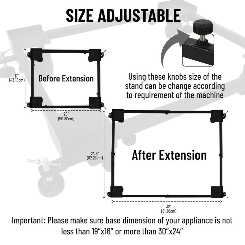 ACHRO Heavy Duty Metal Adjustable Trolley with Wheels & Anti Vibration Grips -Front or Top Load Washing Machine, Fridge, Dishwasher Stand, Air Cooler and ETC (Stands Upto 180 KG) - Image 4