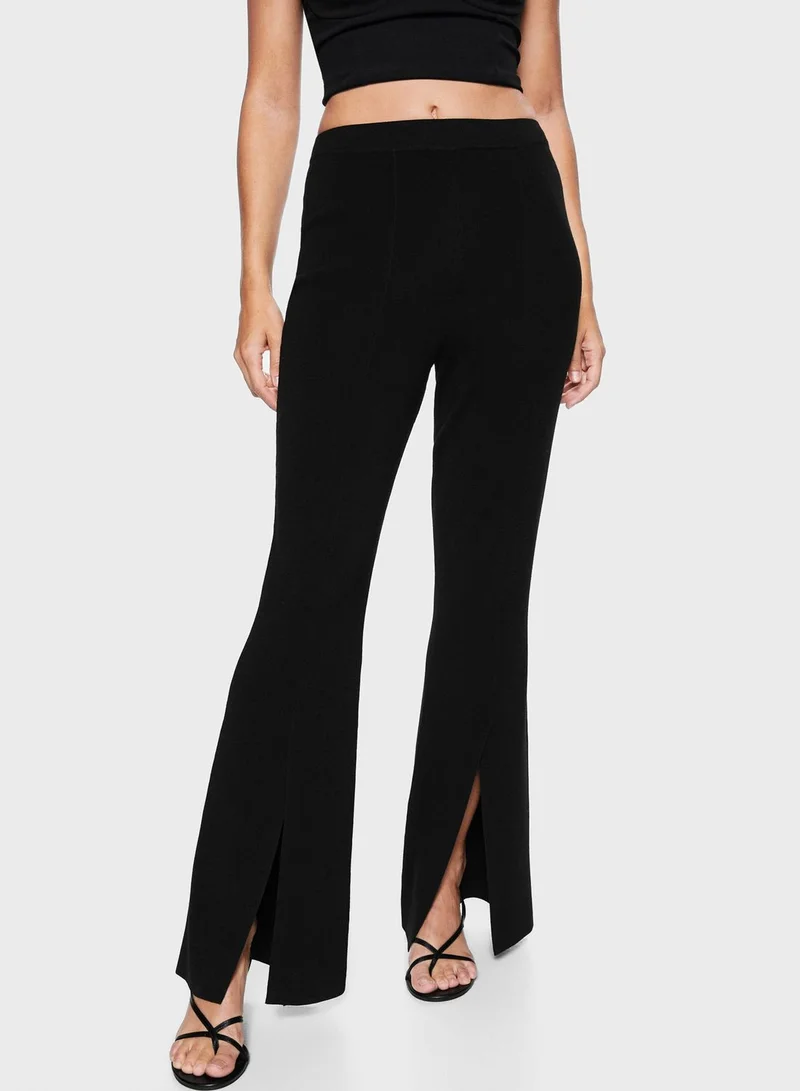 MANGO High Waist Slit Detail Pants