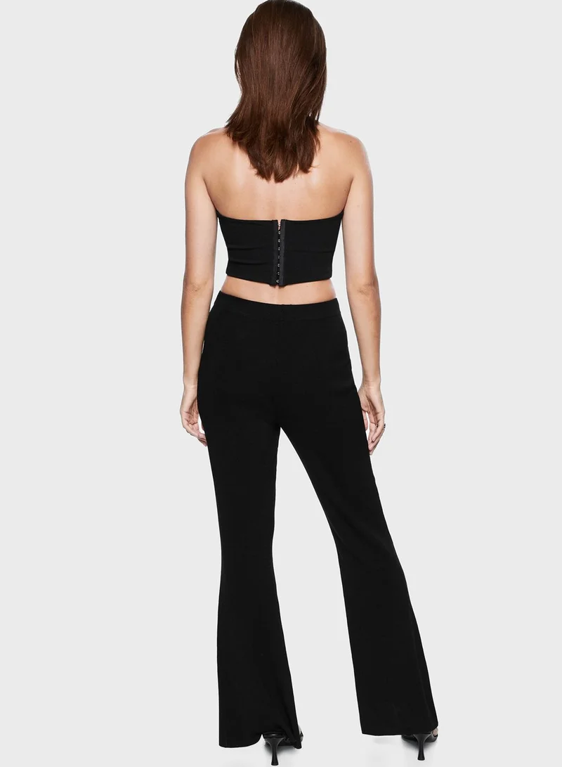 MANGO High Waist Slit Detail Pants