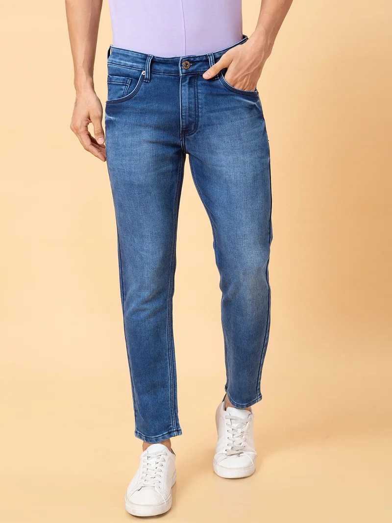 جلو باص جينز رجالي جلوبس أزرق بخصر متوسط وقصة مستقيمة