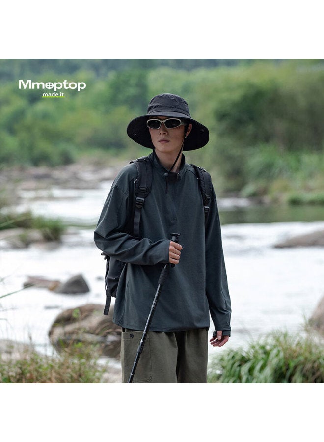 Mmoptop Men'S Quick Dry Outdoor Sports T-Shirt Spring Autumn Mountain Climbing Sunscreen Loose Top 90268 Obsidian Black 2Xl - Image 1