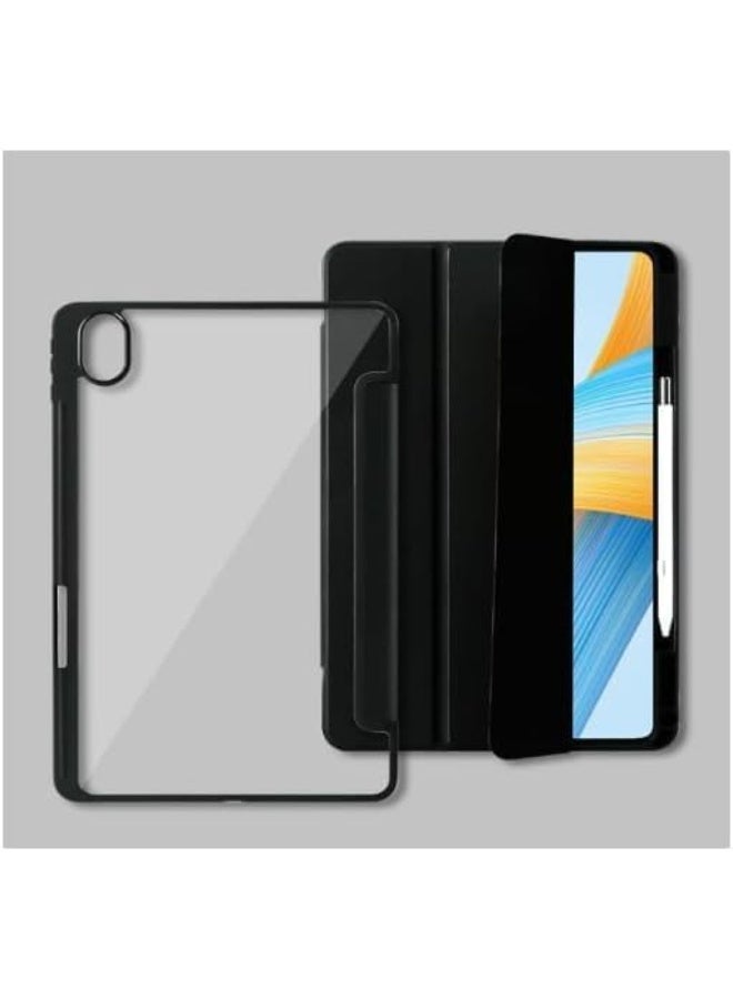 إيفو جراب متوافق مع جهاز هواوي ميت باد 11.5s 2025 مع حامل قلم، غطاء TPU نحيف وخفيف الوزن ومقاوم للصدمات مع غطاء خلفي شفاف من الأكريليك - (أسود) - Image 1