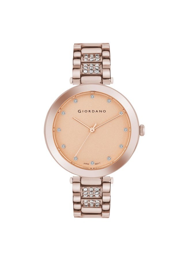 GIORDANO Giordano Eleganza Collection Analog Watch for Women with Color Variant, and Crystal Studded Metal Strap to Complement Your Look, Gift for Women - A2037  - Image 2