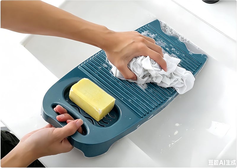 Cansybil Non-Slip Laundry Washing Board, Household Washboard, Hand Wash Board, Manual Wash Clothes Laundry Pad Scrubbing Board for Household(15.7x8.07x1.06inches) (C-Dark Blue) - Image 2