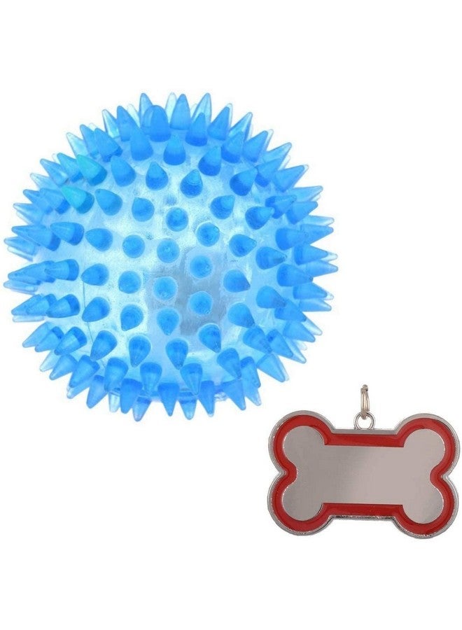 Generic Led Light-Up Spike Squeaky Ball With Free Collar Charm For Puppy-Small, Dog Toy Spiked Led Ball Free 1 Tag  - Image 1