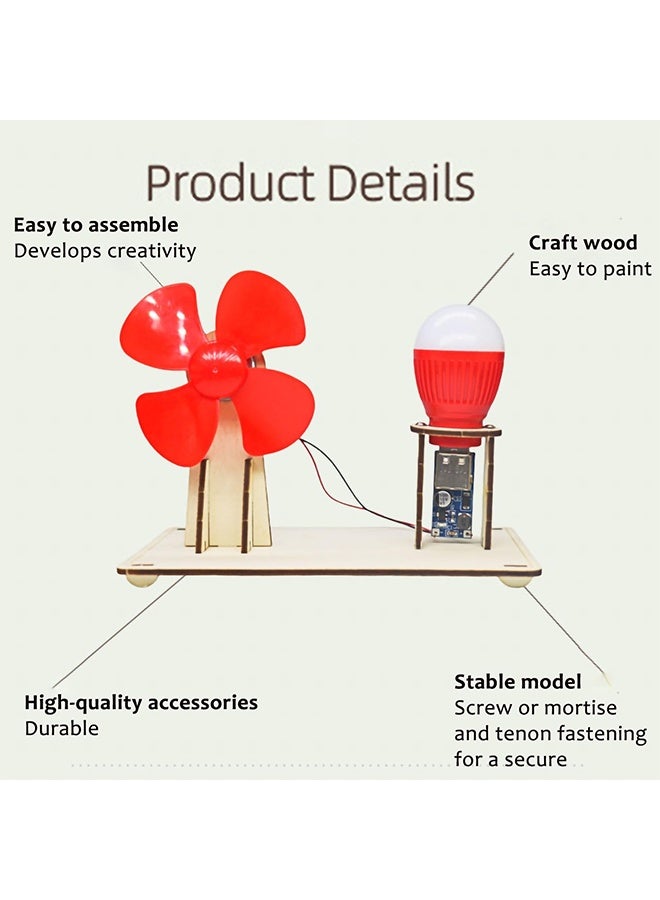 بيبلوسوم مجموعة نماذج تجارب علمية اصنعها بنفسك - مجموعة تجارب علمية لتوليد طاقة الرياح في مجالات العلوم والتكنولوجيا والهندسة والرياضيات (STEM) للأطفال من سن 6 إلى 14 عامًا، مجموعة تعليمية فيزيائية للمبتدئين مزودة بمصباح كهربائي ومروحة، مثالية للمشاريع العلمية وموارد التعلم. - Image 3