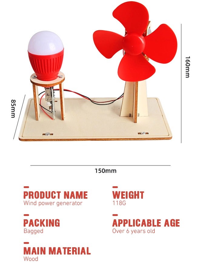 BEBLOSSOM DIY Scientific Experiment Model Kit – Wind Power Generation STEM Physics Experiments Starter Kit for Kids Age 6–14, Educational Science Experiment Activity with Light Bulb & Fan, Ideal for Science Projects & Learning Resources - Image 2