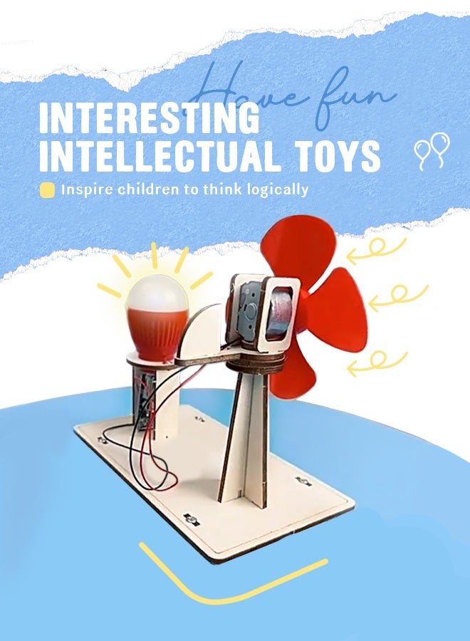 BEBLOSSOM DIY Scientific Experiment Model Kit – Wind Power Generation STEM Physics Experiments Starter Kit for Kids Age 6–14, Educational Science Experiment Activity with Light Bulb & Fan, Ideal for Science Projects & Learning Resources - Image 4