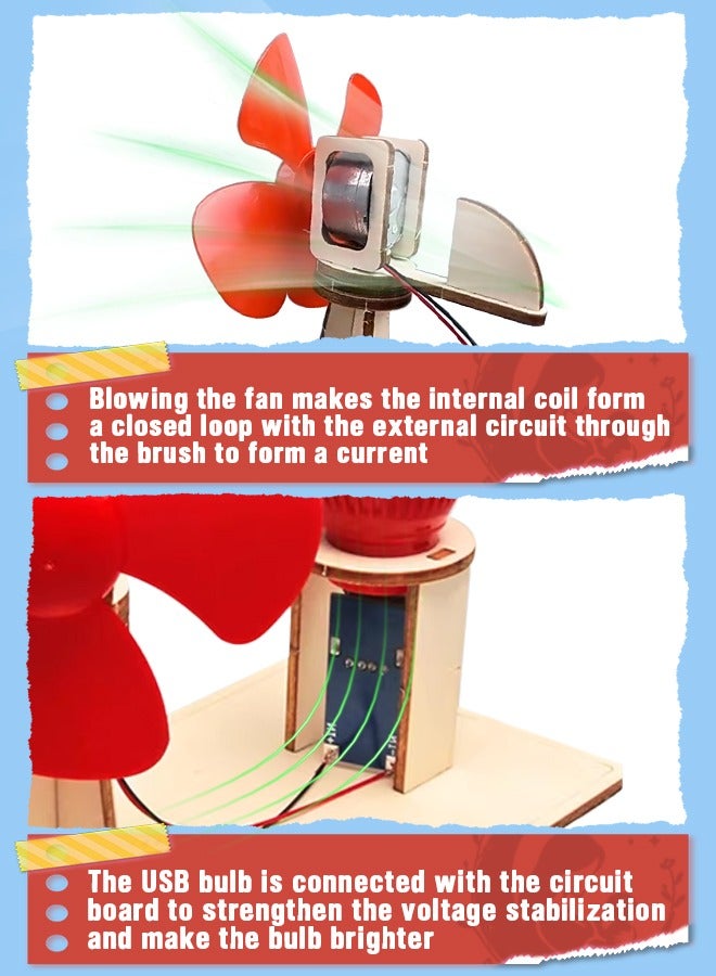 BEBLOSSOM DIY Scientific Experiment Model Kit – Wind Power Generation STEM Physics Experiments Starter Kit for Kids Age 6–14, Educational Science Experiment Activity with Light Bulb & Fan, Ideal for Science Projects & Learning Resources - Image 5