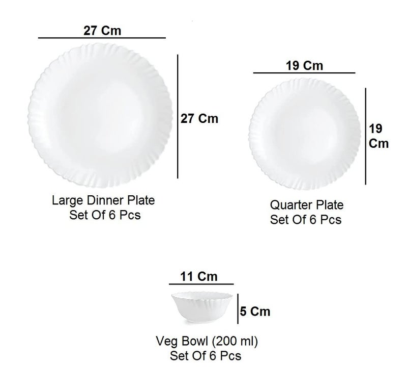 Crocera India Fluted Dinner Set 18 PcsPlain Super WhiteMicrowave Dishwasher Safe OpalGlass - Image 5