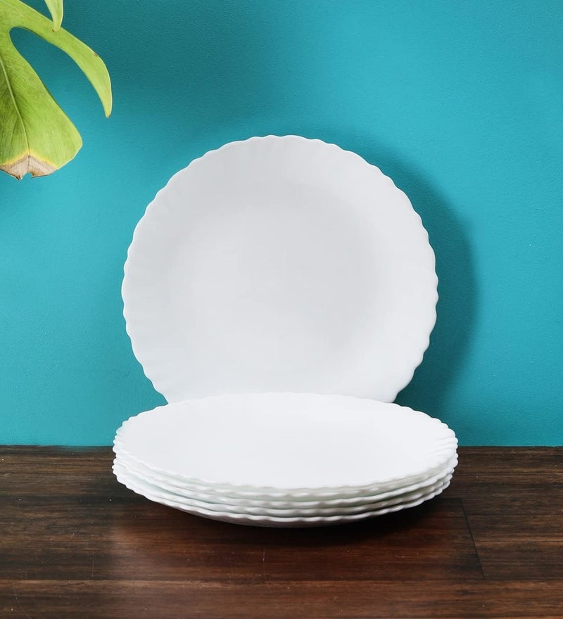 Crocera India Fluted Dinner Set 18 PcsPlain Super WhiteMicrowave Dishwasher Safe OpalGlass - Image 2
