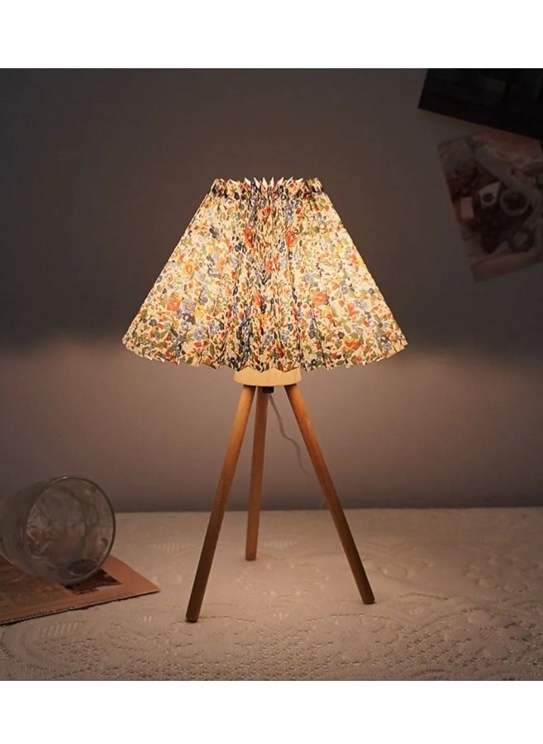 ARNOTEC - Retro style multi-purpose pleated pattern bedside table lamp LED lamp reading lamp home bedroom bedside night light mini lamp bedroom living room side table small space USB Port with switch (fixed brightness) - Image 1