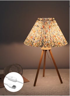 ARNOTEC Retro style multi-purpose pleated pattern bedside table lamp LED lamp reading lamp home bedroom bedside night light mini lamp bedroom living room side table small space USB Port with switch (fixed brightness)  - Image 1