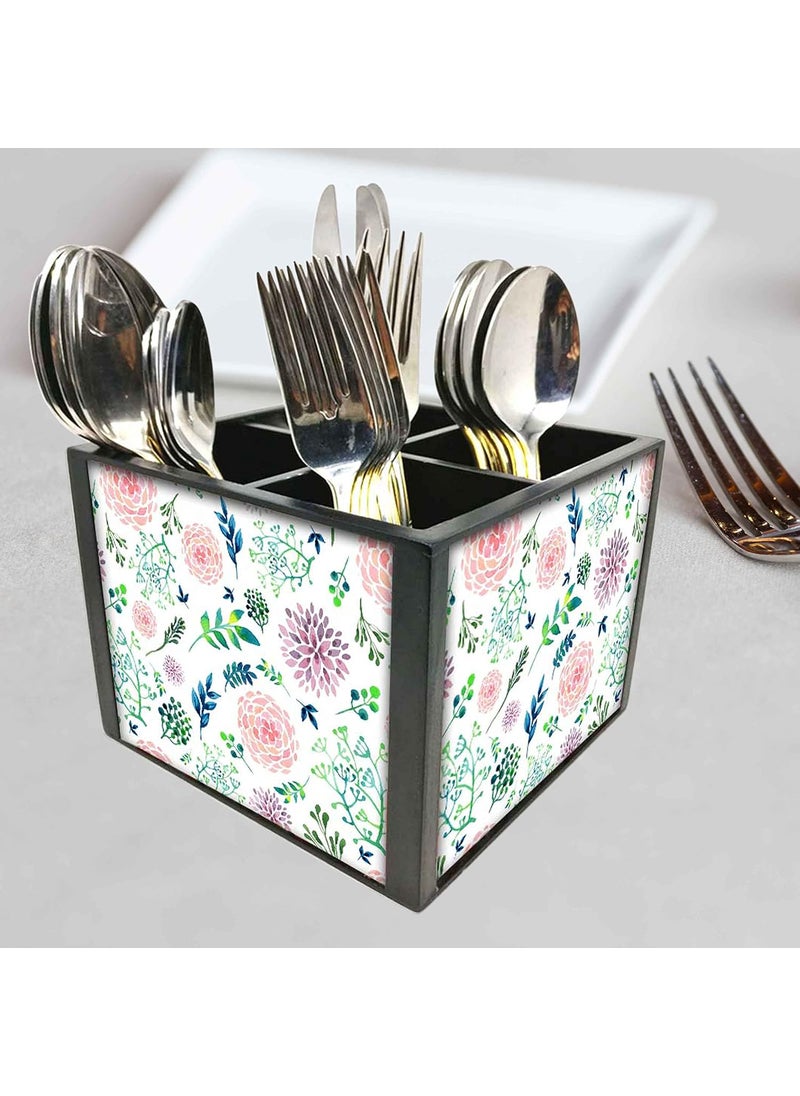 Nutcase Nutcase Designer Cutlery Stand Holder Silverware CaddySpoons Forks Knives Organizer for Dining Table kitchen W575 x H 425 x L55SPOONS NOT INCLUDED Cute Flowers  - Image 2