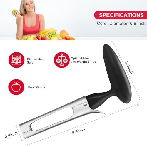 SCHVUBENR Premium Apple Corer Tool - Easy to Use and Clean - Sturdy Apple Core Remover with Sharp Serrature - Stainless Steel Corers for Apple and Pear - Core Fruits with Ease(Black) - Image 2