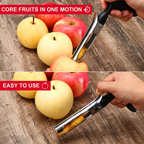SCHVUBENR Premium Apple Corer Tool - Easy to Use and Clean - Sturdy Apple Core Remover with Sharp Serrature - Stainless Steel Corers for Apple and Pear - Core Fruits with Ease(Black) - Image 5
