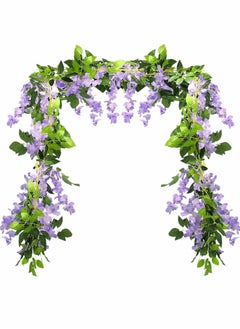 Excefore Artificial Wisteria Vine Garland, Decorative Artificial Flora Plants, Fake Flowers Hanging Garland Arts For Ceremony Party Home Wedding Wall Panel Decoration5 x 6FT  (Lilac)  5 PCS  - Image 1