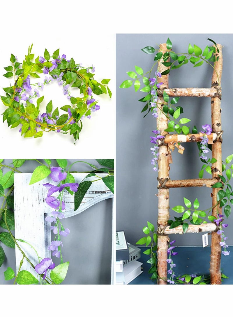 Excefore Artificial Wisteria Vine Garland, Decorative Artificial Flora Plants, Fake Flowers Hanging Garland Arts For Ceremony Party Home Wedding Wall Panel Decoration5 x 6FT  (Lilac)  5 PCS - Image 3
