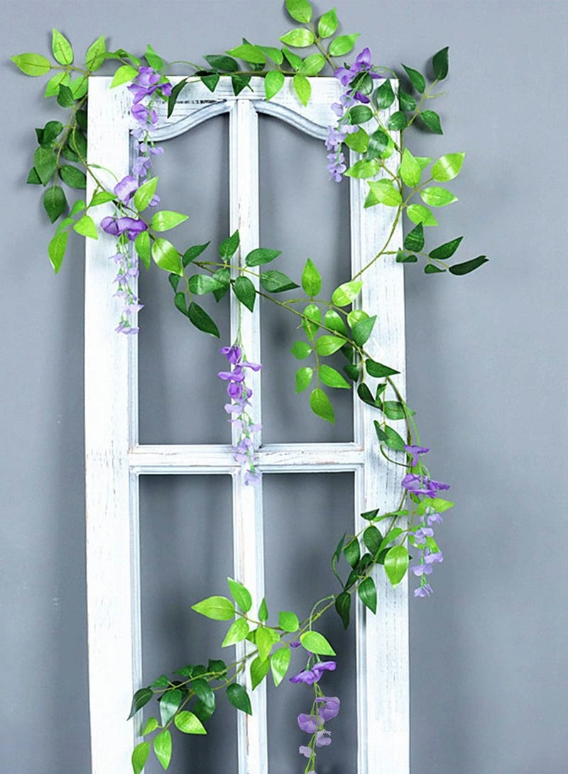 Excefore Artificial Wisteria Vine Garland, Decorative Artificial Flora Plants, Fake Flowers Hanging Garland Arts For Ceremony Party Home Wedding Wall Panel Decoration5 x 6FT  (Lilac)  5 PCS - Image 4