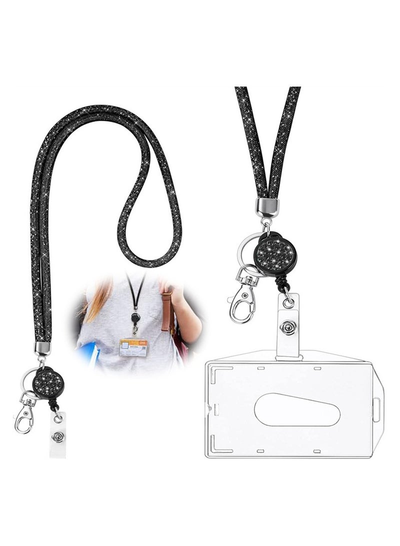 SYOSI Lanyard Necklace with Transparent ID Card Holder, Crystal Lanyard for Key Chain, Badge Kit, Durable ID Holder for Office and Events - Image 1