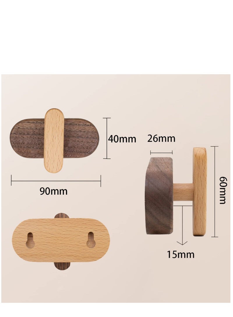 Y&D 2 Pack Wood Wall Hooks, Hooks for Hanging with Screws, Coat Hat Hanger Rustic Decor/Towel Coat, Scarf, Bag, Towel, Clothes, and More  - Image 2