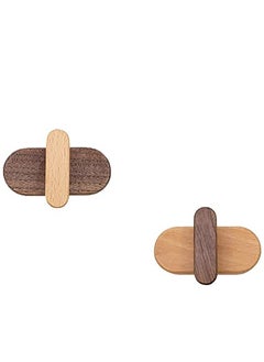 Y&D 2 Pack Wood Wall Hooks, Hooks for Hanging with Screws, Coat Hat Hanger Rustic Decor/Towel Coat, Scarf, Bag, Towel, Clothes, and More  - Image 1