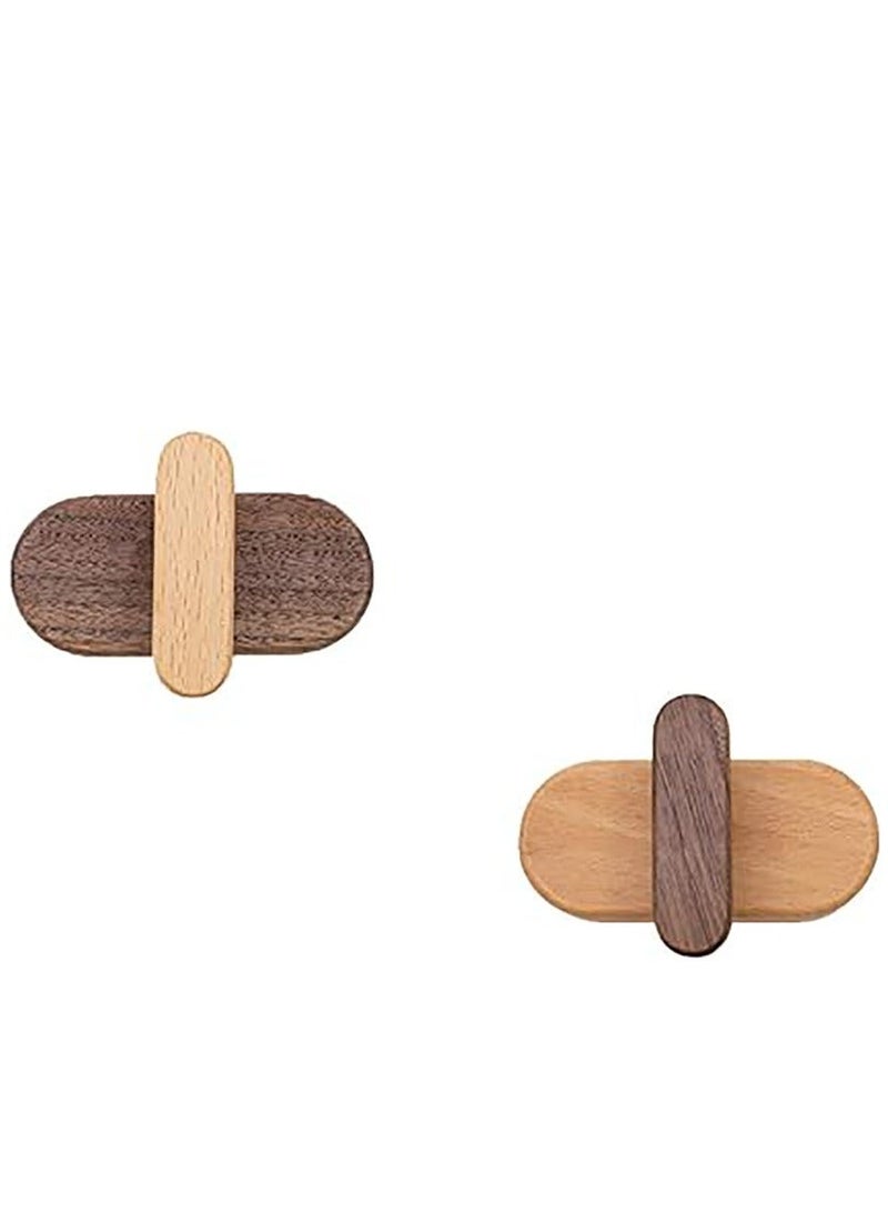 Y&D 2 Pack Wood Wall Hooks, Hooks for Hanging with Screws, Coat Hat Hanger Rustic Decor/Towel Coat, Scarf, Bag, Towel, Clothes, and More  - Image 1