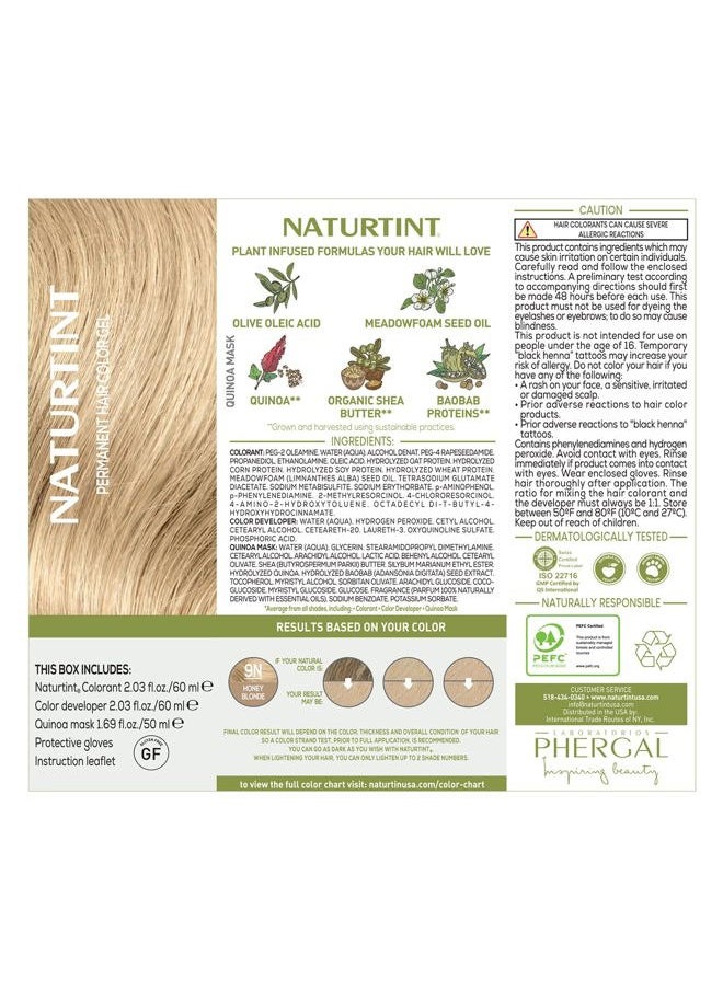 NATURTINT 9N Honey Blonde Permanent Hair Color (Pack of 1), Ammonia Free, Vegan, Cruelty Free, up to 100% Gray Coverage, Long Lasting Results (Packaging may vary)  - Image 4