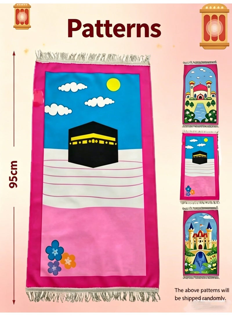 5PCS Islamic Prayer Mat Set for Girls - Soft Pink Prayer Rug with Tasbih & Kaleidoscope, Random Style, Muslim Gift for Ramadan, Eid & Hajj - Image 5