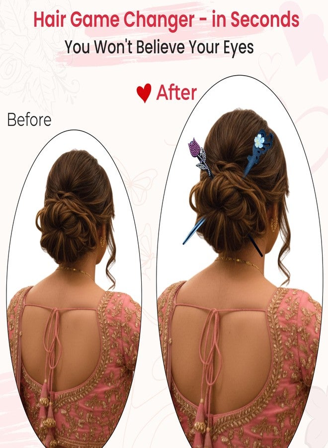 TEMPERIA (4pcs) Hair Bun Stick for Women & Girls | Chinese Juda Hair Accessories for Women for Wedding & Party | Elegant, Lightweight, Durable & Easy to Use (Black) - Image 5
