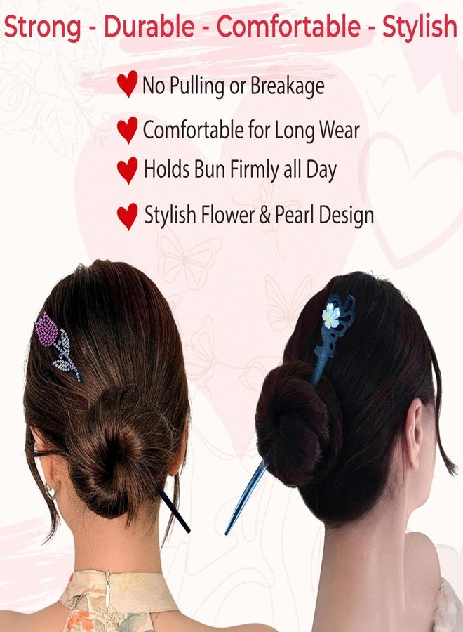 TEMPERIA (4pcs) Hair Bun Stick for Women & Girls | Chinese Juda Hair Accessories for Women for Wedding & Party | Elegant, Lightweight, Durable & Easy to Use (Black) - Image 4
