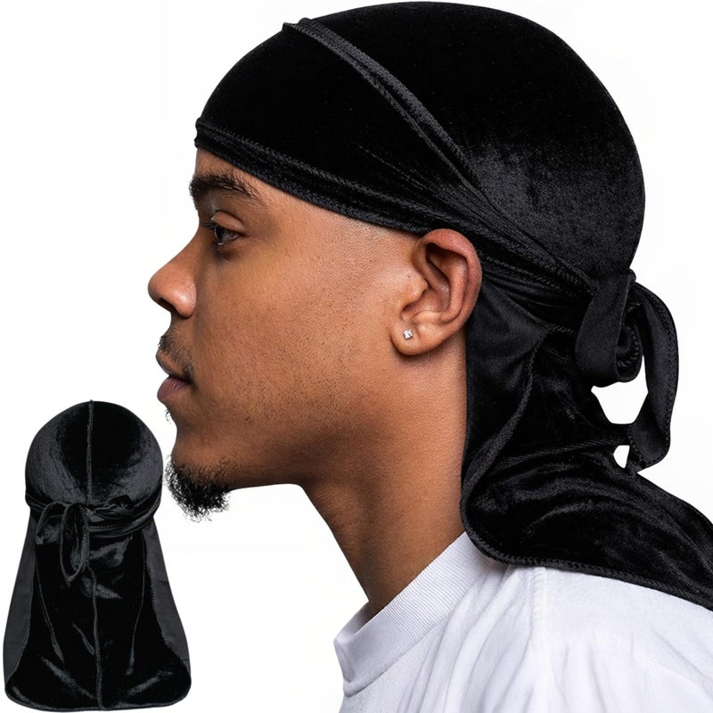 Veeta Superior Velvet Durag - Soft Velvet Durags for Men & Women, Long Double Wide Straps, Silky Durag Liner, Triple Stitched - Image 1