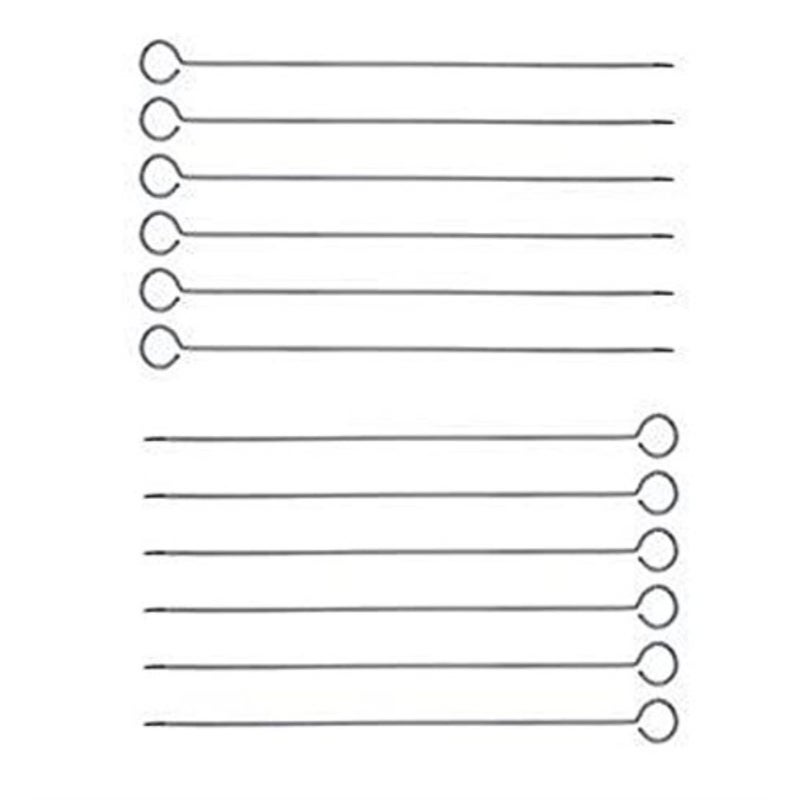 Great Credentials 12Inch Stainless Steel Kebab Skewers Metal BBQ Sticks with Ring Handle Set of 12