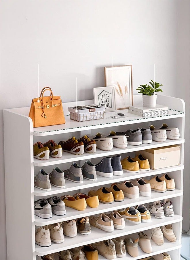 LEDIN Shoe Rack Wooden Shoes rack,Shoe Cabinet, Free Standing Entryway Shoe Tower Shelf, Multi-Function Storage Organizer Boots Storage Shelf Home Furniture Modern House Office Stand (8 Tiers White) - Image 4