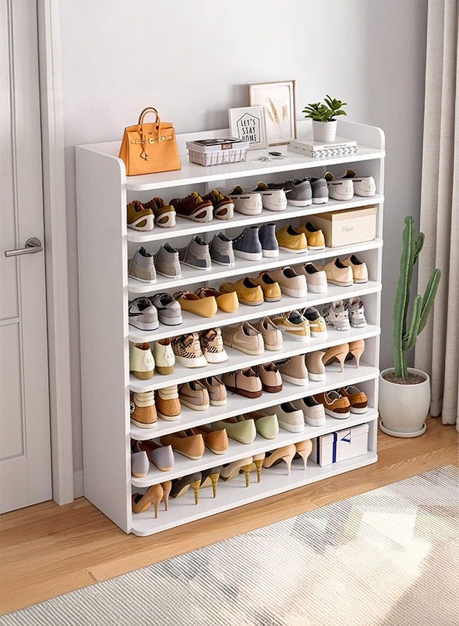 LEDIN Shoe Rack Wooden Shoes rack,Shoe Cabinet, Free Standing Entryway Shoe Tower Shelf, Multi-Function Storage Organizer Boots Storage Shelf Home Furniture Modern House Office Stand (8 Tiers White) - Image 2