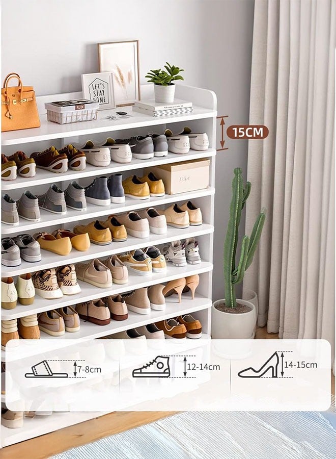 LEDIN Shoe Rack Wooden Shoes rack,Shoe Cabinet, Free Standing Entryway Shoe Tower Shelf, Multi-Function Storage Organizer Boots Storage Shelf Home Furniture Modern House Office Stand (8 Tiers White) - Image 5