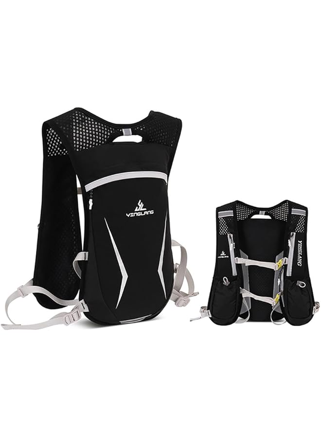 PROMASS Hydration Pack Backpack, 12L Breathable Lightweight Hydration Vest, Multi Pocket Design Running Vest with Adjustable Waistband, Reflective Chest Pack for Hiking, Trail, Cycling Race, Marathon, Black - Image 1