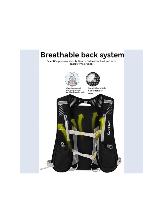 PROMASS Hydration Pack Backpack, 12L Breathable Lightweight Hydration Vest, Multi Pocket Design Running Vest with Adjustable Waistband, Reflective Chest Pack for Hiking, Trail, Cycling Race, Marathon, Black - Image 4