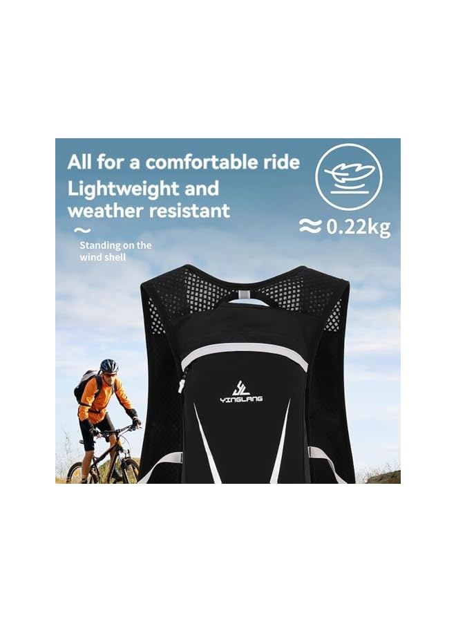 PROMASS Hydration Pack Backpack, 12L Breathable Lightweight Hydration Vest, Multi Pocket Design Running Vest with Adjustable Waistband, Reflective Chest Pack for Hiking, Trail, Cycling Race, Marathon, Black - Image 2