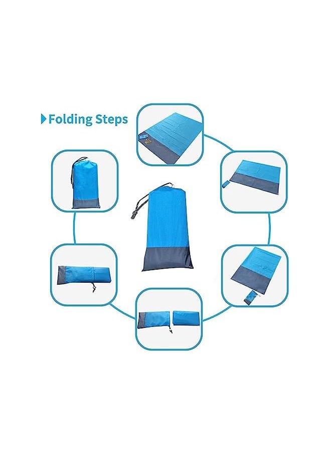 erorex Beach Blanket Sandproof, 78.7 * 55.1‘’ Extra Large Beach Mat, Big & Compact Sand Free Mat Quick Drying, Lightweight & Durable with 4 Stakes  - Image 4